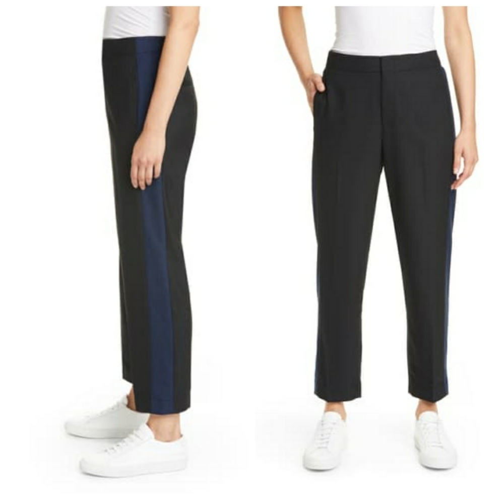 Club Monaco RYANNE blk blu tux stripe trousers 00